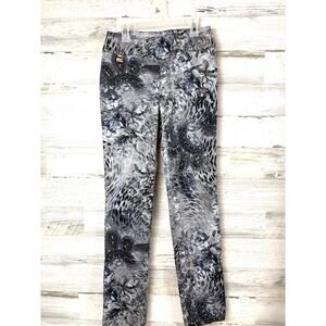 Lisette L Womens 2 Gray Paisley Pull On Stretch Ankle Legging Pants Casual Wear
